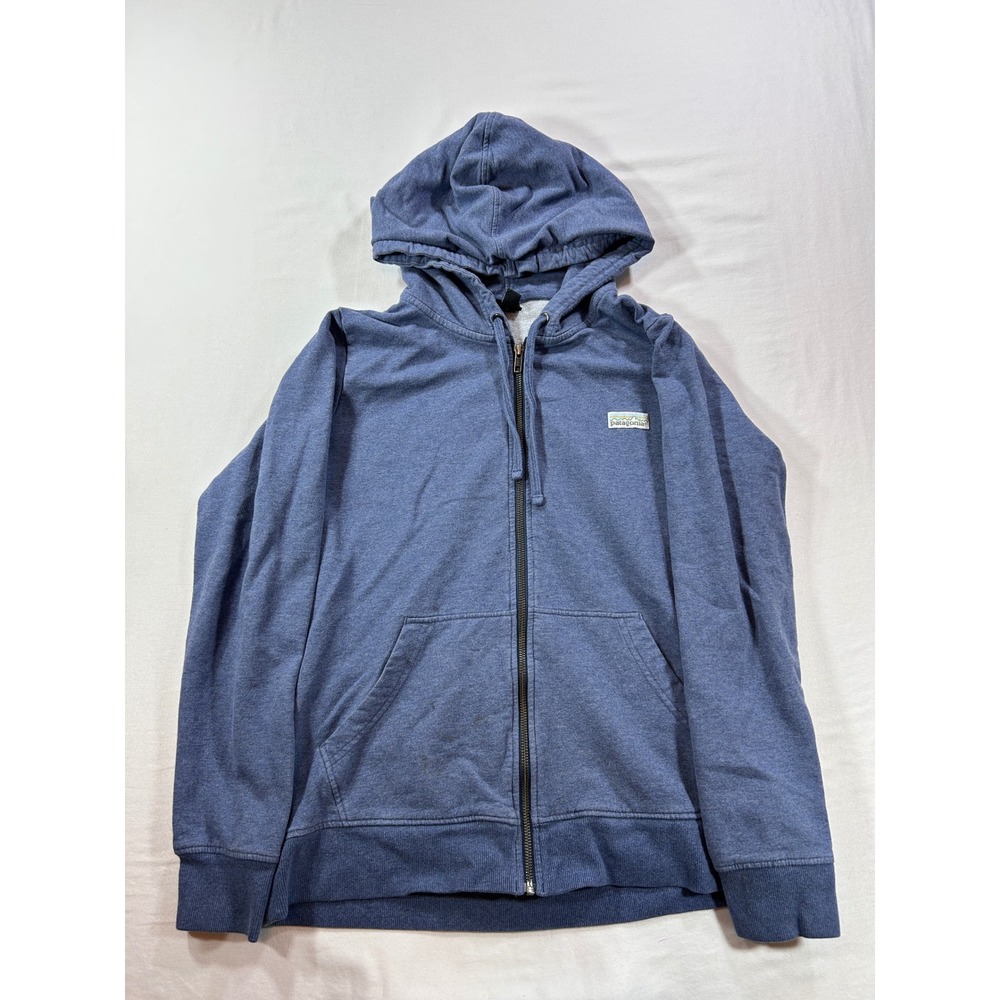 Patagonia Organic Cotton Full Zip Hoodie Blue Heathered Small